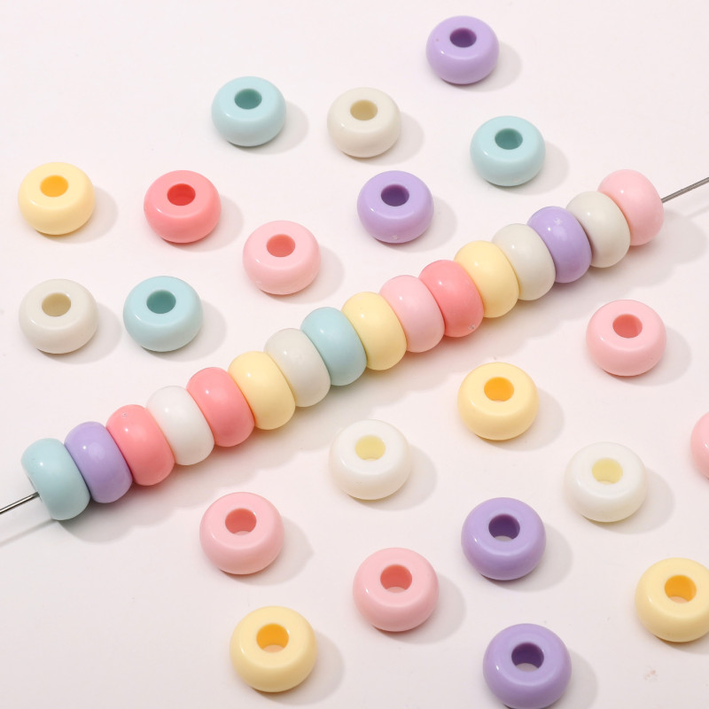 Acrylic Large Hole Cream Flat Beads Handmade Diy Bracelet Necklace Material Loose Mobile