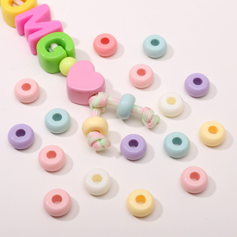 Acrylic Large Hole Cream Flat Beads Handmade Diy Bracelet Necklace Material Loose Mobile