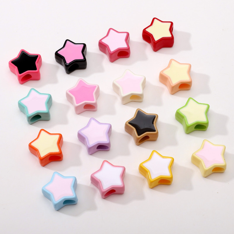 Acrylic Spray Paint Dripping Oil Large Hole Five-pointed Star Handmade Diy Beads Bracelet