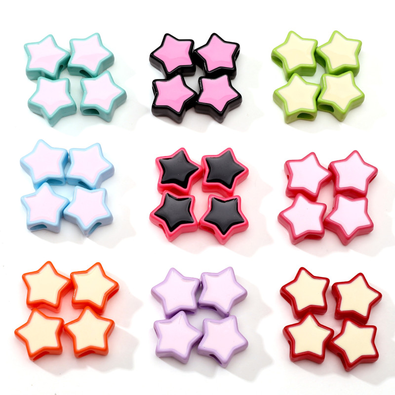 Acrylic Spray Paint Dripping Oil Large Hole Five-pointed Star Handmade Diy Beads Bracelet