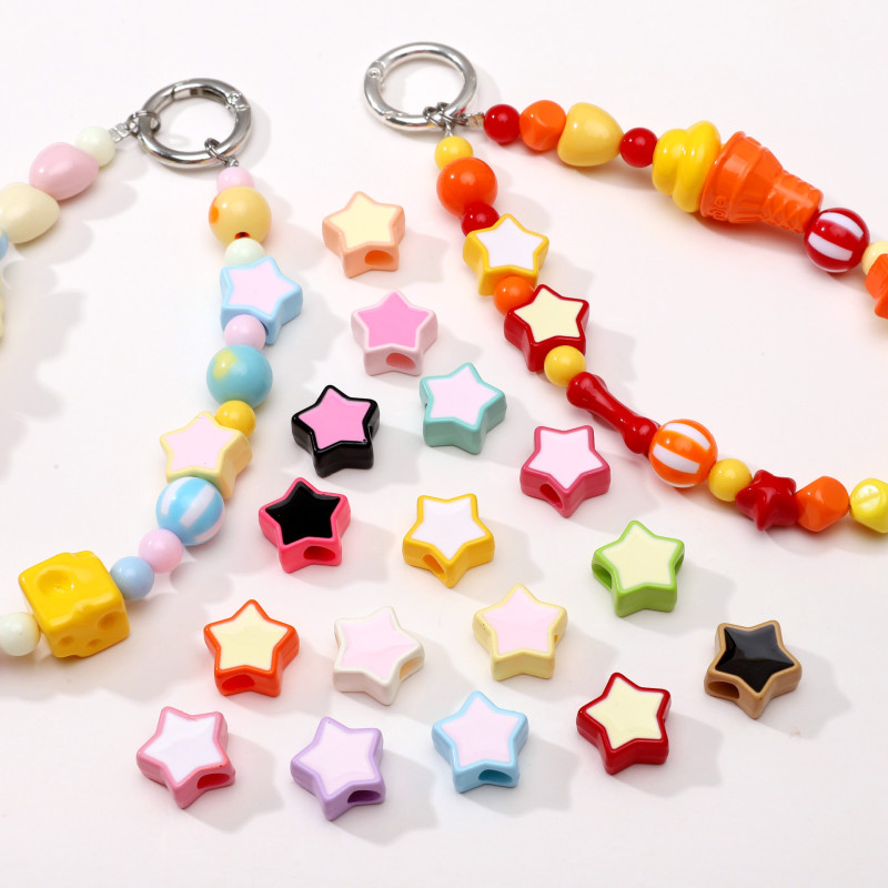 Acrylic Spray Paint Dripping Oil Large Hole Five-pointed Star Handmade Diy Beads Bracelet