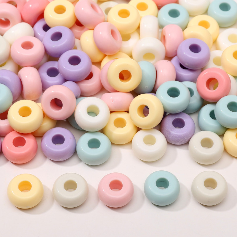Acrylic Large Hole Cream Flat Beads Separated Loose Handmade Diy Mobile Phone Chain Bag