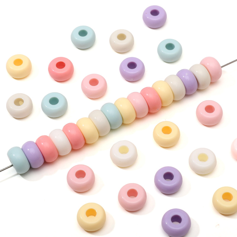 Acrylic Large Hole Cream Flat Beads Separated Loose Handmade Diy Mobile Phone Chain Bag