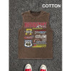 Cotton Men's Vintage Graphic Print Round Neck Tank Top, C