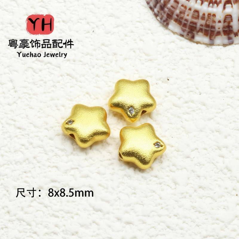 Long-lasting Sand Gold Accessories, Peach Inlaid with Zircon, Stars and Moon Bead Beaded