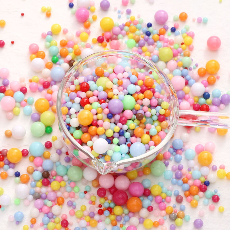 Plastic Solid Color Non-porous Round Beads Decorative Material Macaron Candy Dispersed