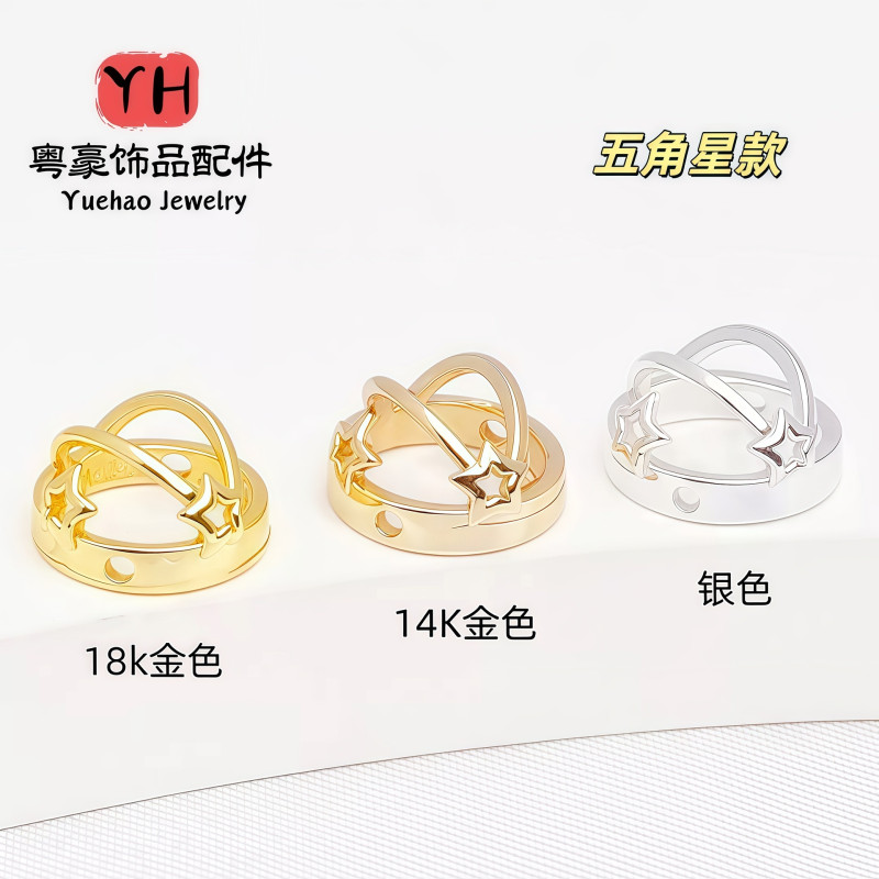 14k Gold-filled Color-preserving Half-filled Bead Ring Butterfly Five-pointed Star Diy