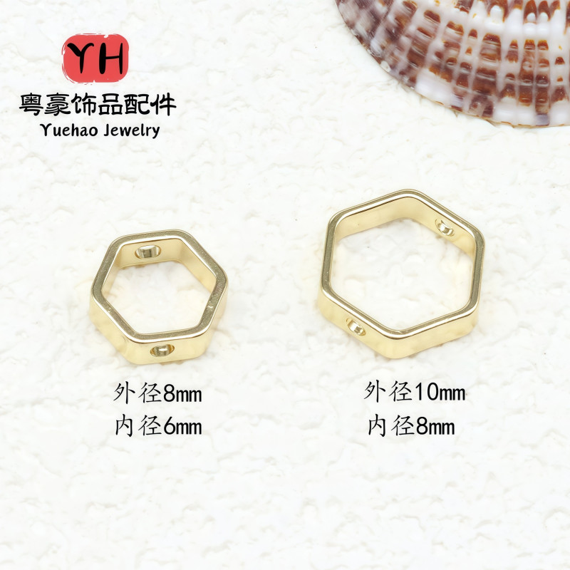 14k Gold-filled Hexagonal Bead Ring Bracelet Earrings Through Hole Diy Handmade Necklace