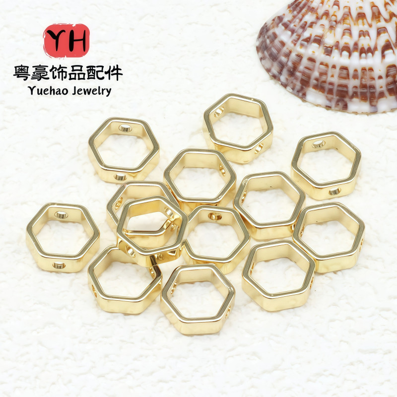 14k Gold-filled Hexagonal Bead Ring Bracelet Earrings Through Hole Diy Handmade Necklace