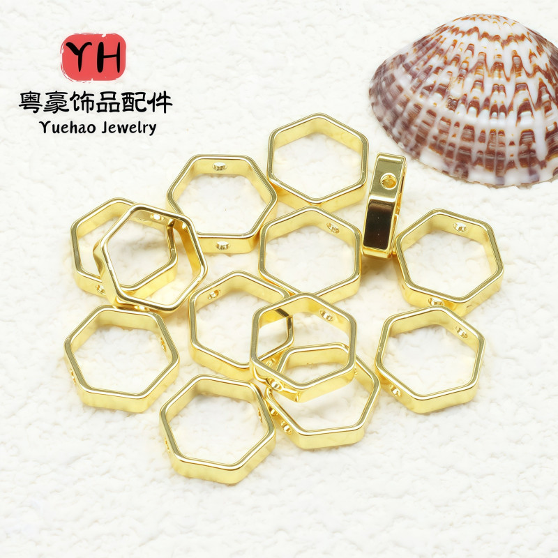 14k Gold-filled Hexagonal Bead Ring Bracelet Earrings Through Hole Diy Handmade Necklace