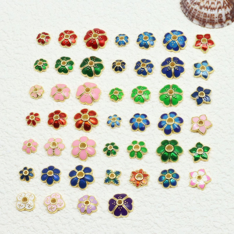 Color-preserving Oil Drop Flower Holder Cloisonné Burnt Blue Hat Accessories Diy Bracelet