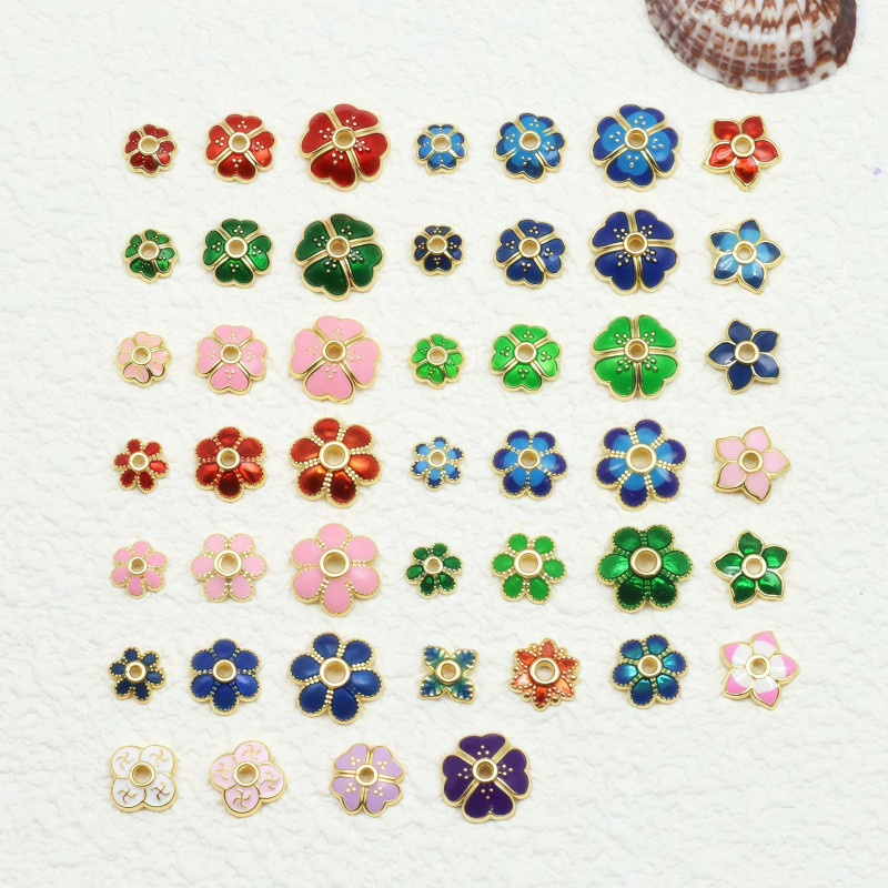 Color-preserving Oil Drop Flower Holder Cloisonné Burnt Blue Hat Accessories Diy Bracelet