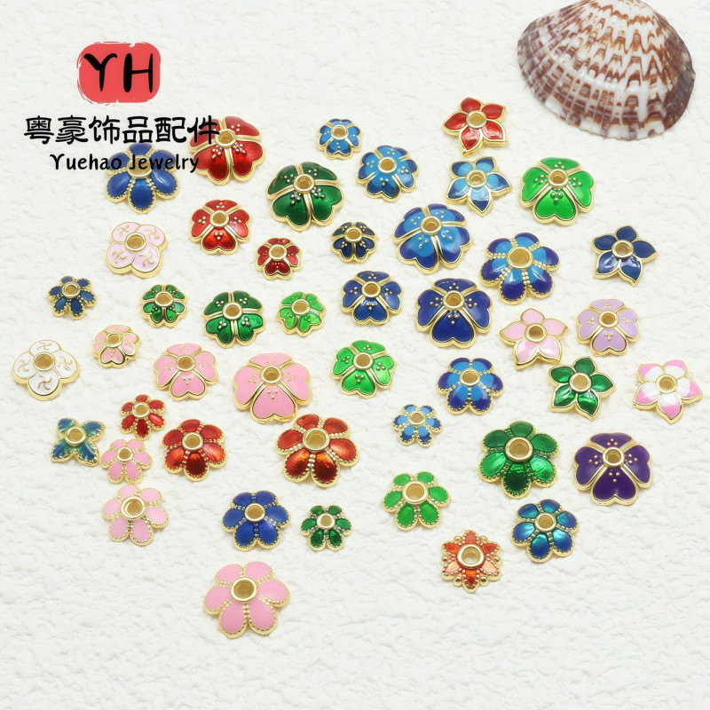 Color-preserving Oil Drop Flower Holder Cloisonné Burnt Blue Hat Accessories Diy Bracelet