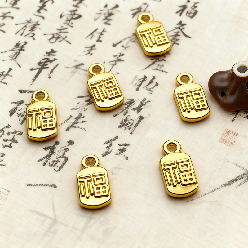 Gold and Silver National Style Fortune Tag Bracelet Diy Accessories Beaded Material Alloy
