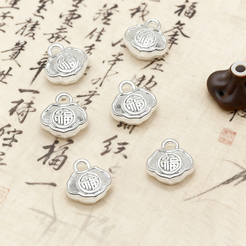 Gold and Silver National Style Fortune Tag Bracelet Diy Accessories Beaded Material Alloy