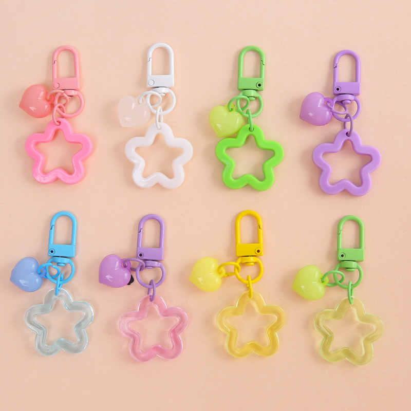 Creative Colorful Hollow Five-pointed Star Keychain Mini Love Accessories Bag Pendant Diy