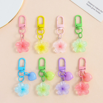 New Color Transparent Cherry Blossom Keychain Love Accessories Cute Female Bag Pendant