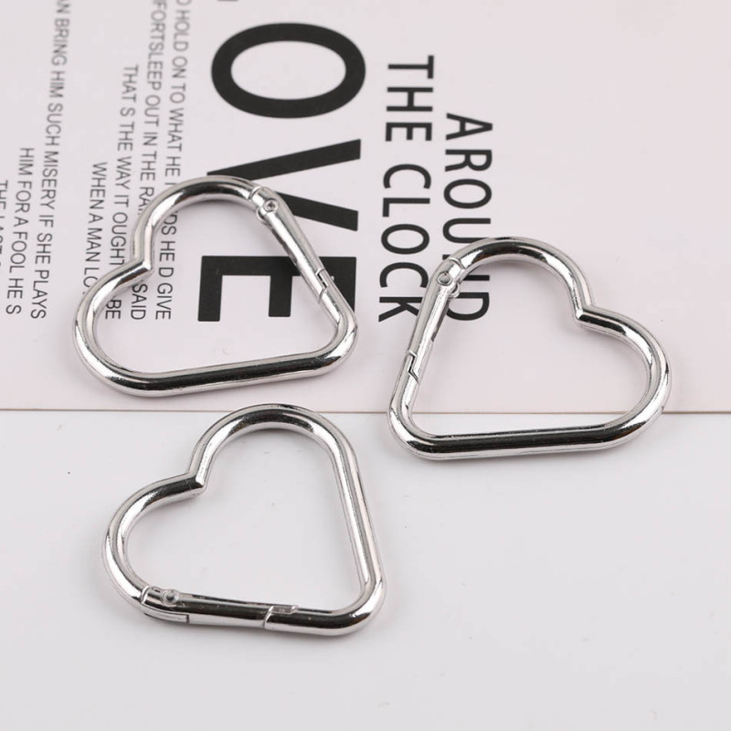 Simple Heart-shaped Love Metal Open Spring Ring Keychain Carabiner Connecting Jewelry
