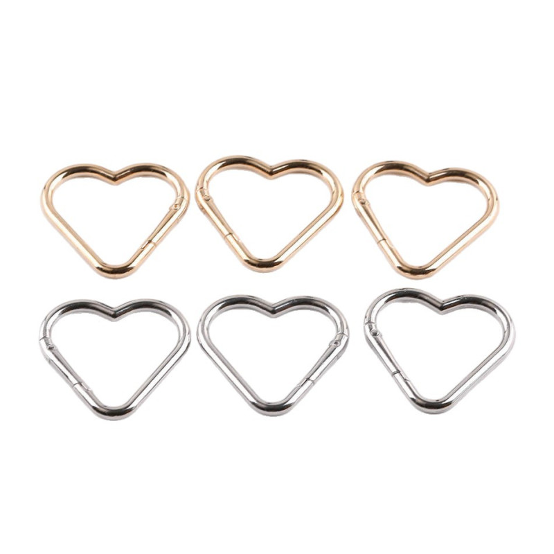 Simple Heart-shaped Love Metal Open Spring Ring Keychain Carabiner Connecting Jewelry