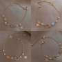 Women's Design Bracelet Fashion Simple Best Friend Star and Moon Zircon Pearl Niche Light