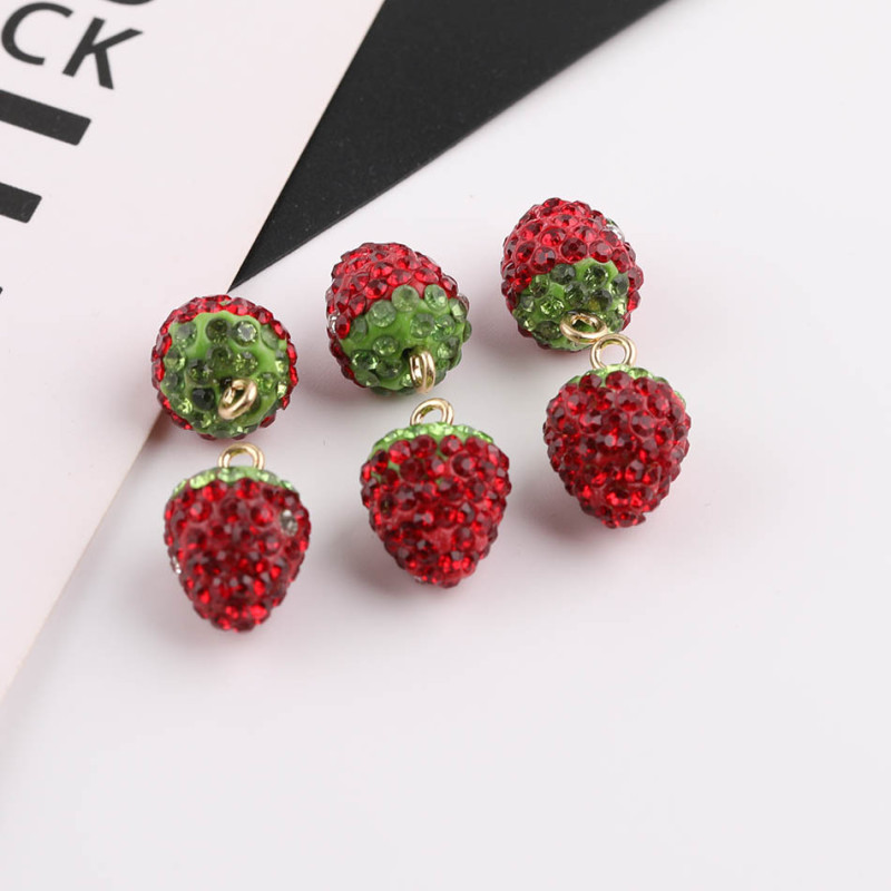 New Red Strawberry Diamond Resin Pendant Diy Handmade Earrings Keychain Accessories