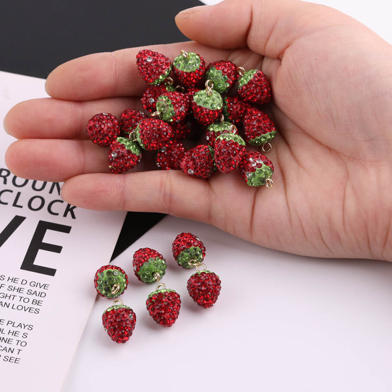 New Red Strawberry Diamond Resin Pendant Diy Handmade Earrings Keychain Accessories