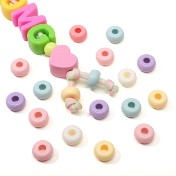 Acrylic Large Hole Cream Flat Beads Mixed Color Hand String Handmade Diy Bracelet