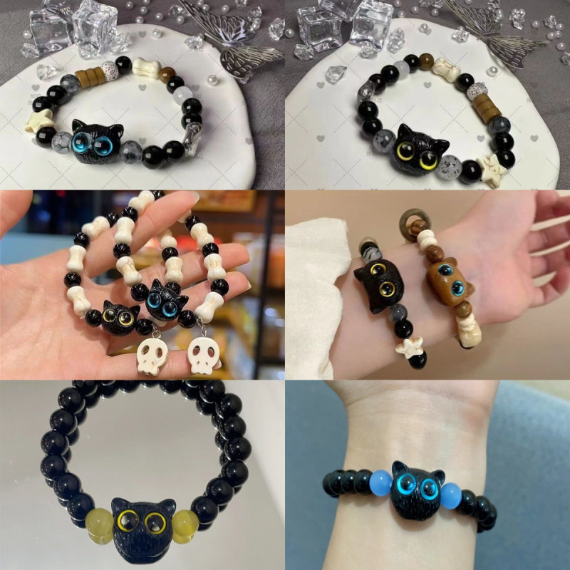 Cute Kitty Cat Candy Color Bracelet Love Bell Versatile Student Bracelet