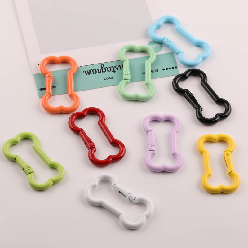 Simple Colorful Painted Bone Metal Spring Buckle Handmade Diy Bag Key Chain Connection