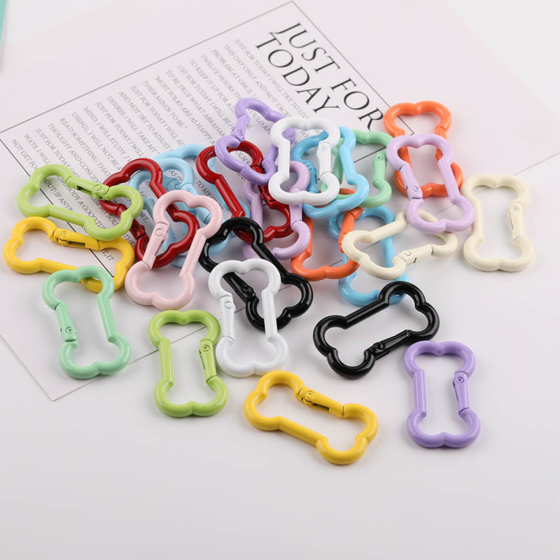 Simple Colorful Painted Bone Metal Spring Buckle Handmade Diy Bag Key Chain Connection