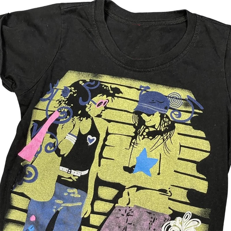 Ouma Cotton Aesthetic Emo Y2k Tops Summer Baby Tees Str