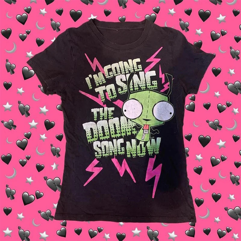 Ouma Cotton Aesthetic Emo Y2k Tops Summer Baby Tees Str