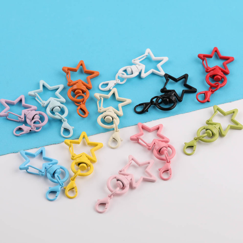 Candy Color Painted Five-pointed Star with Crayfish Buckle Keychain Handmade Diy Doll Bag
