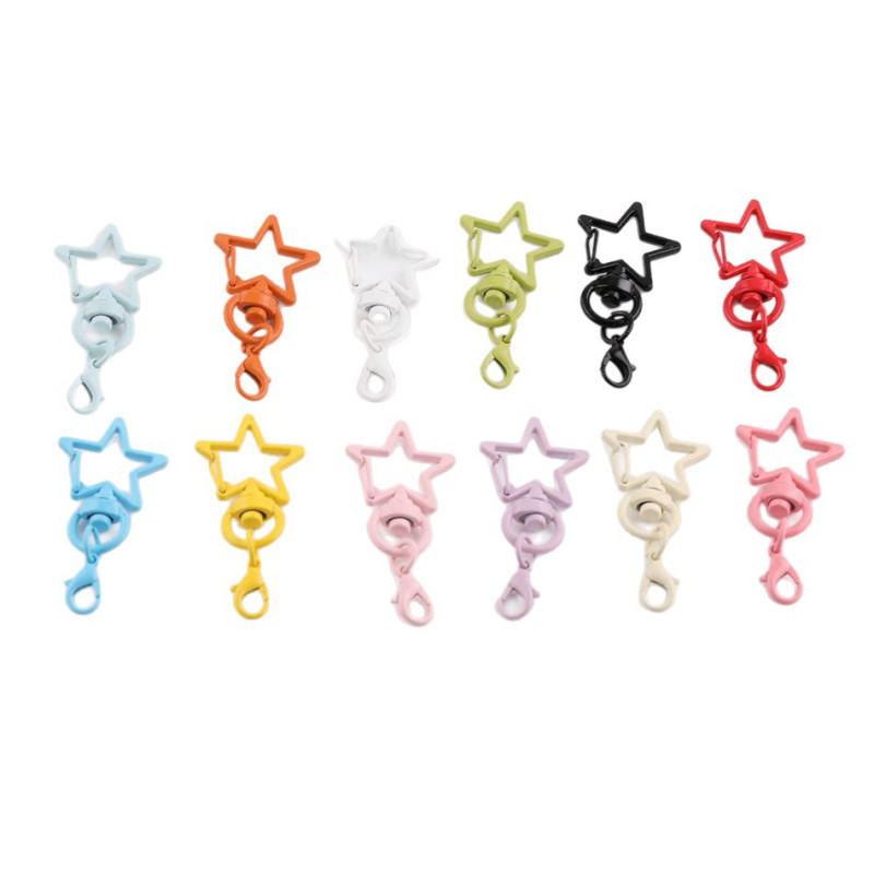 Candy Color Painted Five-pointed Star with Crayfish Buckle Keychain Handmade Diy Doll Bag