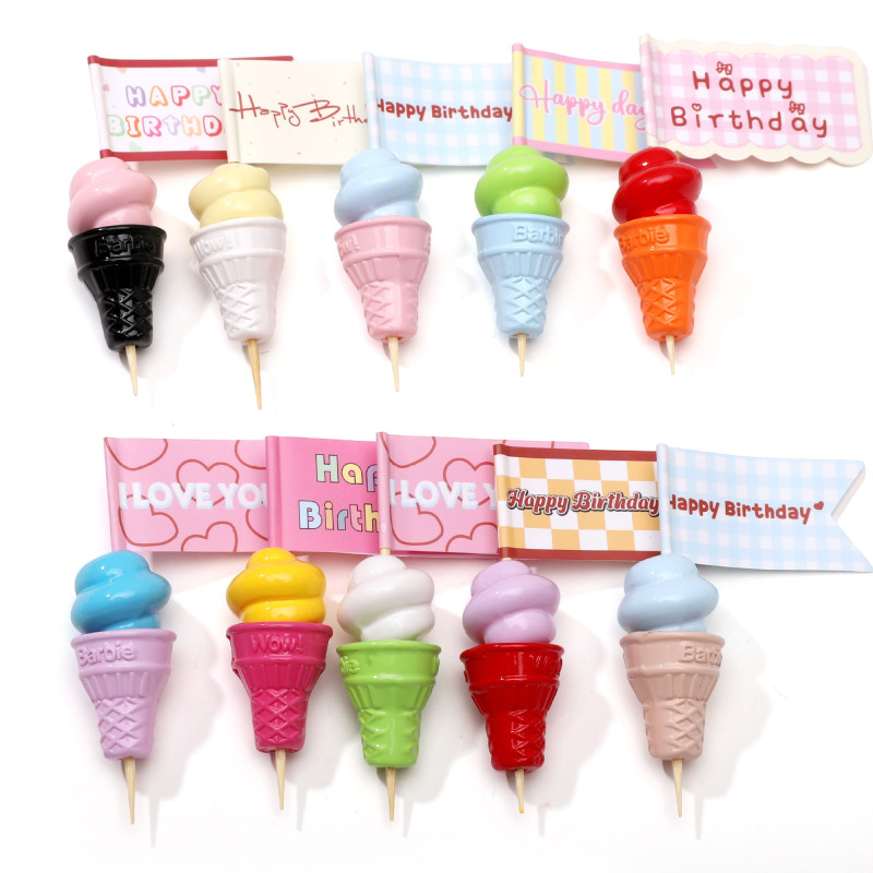 Acrylic Lacquered Ice Cream Cone Loose Beads Handmade Diy Beaded Bracelet Necklace