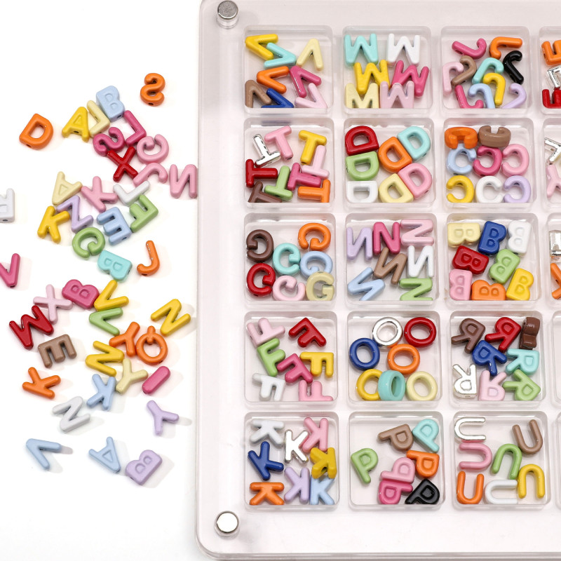 5 Alloy Spray-painted Letter Beads Hand-strung Hand-made Diy Bracelet Necklace Jewelry