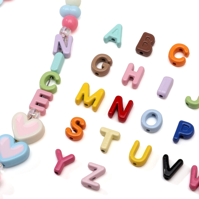 5 Alloy Spray-painted Letter Beads Hand-strung Hand-made Diy Bracelet Necklace Jewelry