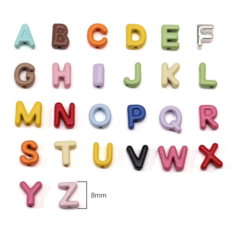 5 Alloy Spray-painted Letter Beads Hand-strung Hand-made Diy Bracelet Necklace Jewelry