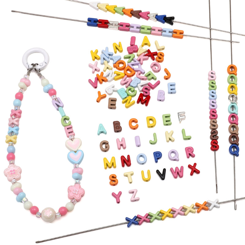 5 Alloy Spray-painted Letter Beads Hand-strung Hand-made Diy Bracelet Necklace Jewelry