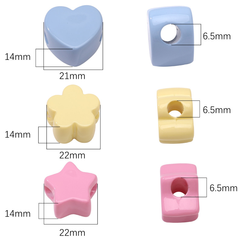 Acrylic Cream Large Hole Beads Plum Blossom Heart Loose Handmade Diy Bracelet Necklace
