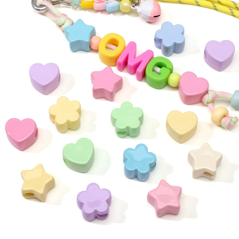 Acrylic Cream Large Hole Beads Plum Blossom Heart Loose Handmade Diy Bracelet Necklace