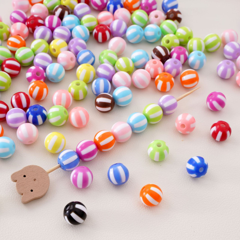 12mm Acrylic Watermelon Pattern Two-color Round Beads Bead Material Loose Diy Handmade