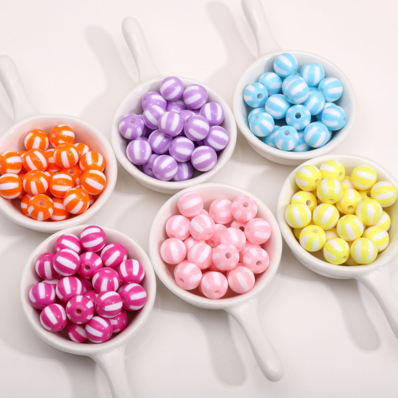 12mm Acrylic Watermelon Pattern Two-color Round Beads Bead Material Loose Diy Handmade