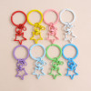New Color Paint Five-pointed Star Three-piece Set 8-character Buckle Keychain Flattened