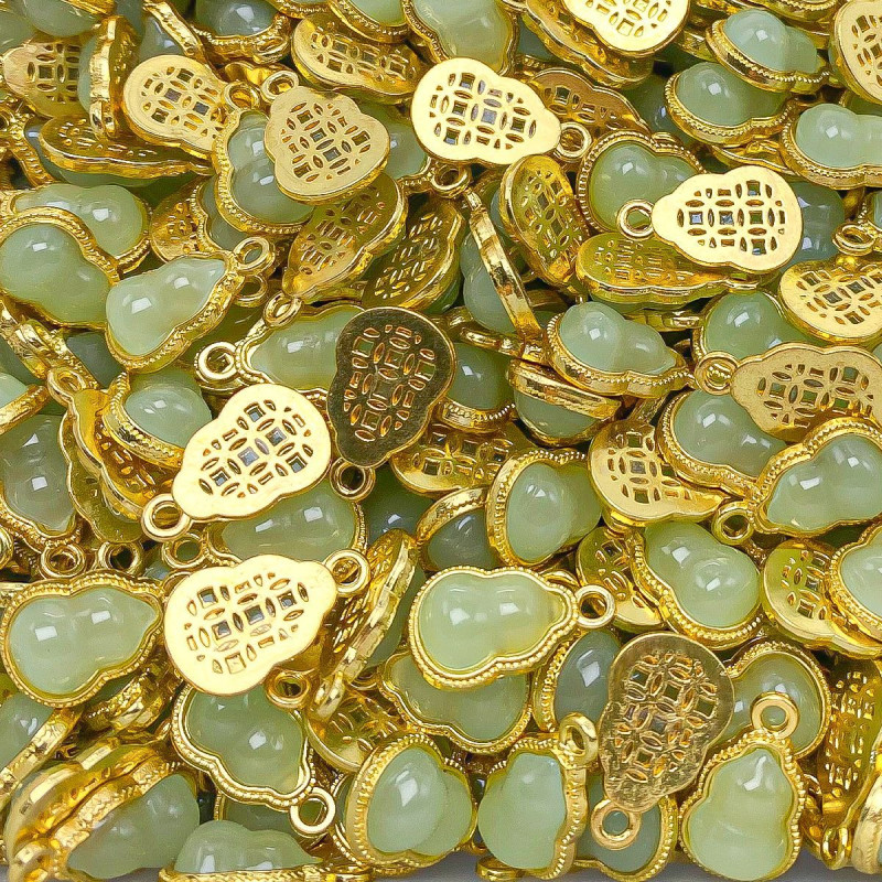 Gold Inlaid Jade Alloy Jewelry Diy Accessories Safety Buckle Gourd Blessing Hand String