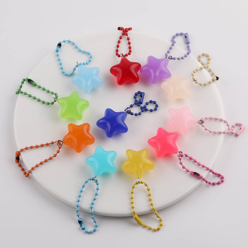 Jelly Color Star Bead Chain Set Keychain Pendant Diy Handmade Bag Decorative Material