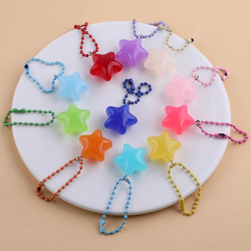Jelly Color Star Bead Chain Set Keychain Pendant Diy Handmade Bag Decorative Material
