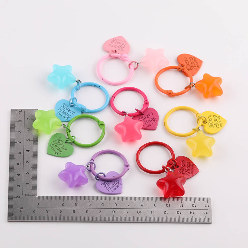 Candy Color Transparent Star Love Book Ring Key Chain Pendant Handmade Diy Bag Hanging