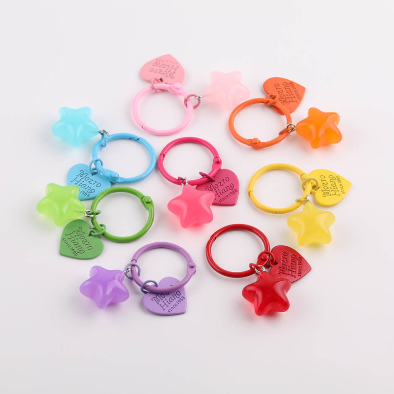 Candy Color Transparent Star Love Book Ring Key Chain Pendant Handmade Diy Bag Hanging