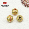Ancient Golden Sand Gold Enamel Baked Blue Dripping Oil Through-hole Round Beads Bucket